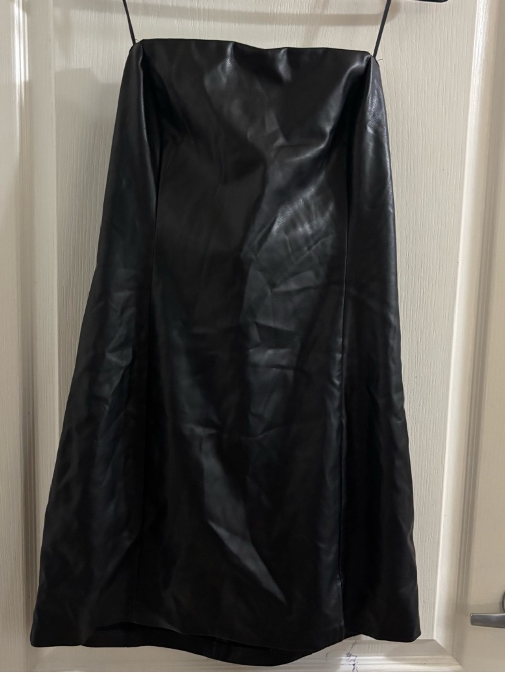 Garage Black Strapless Faux Leather Dress